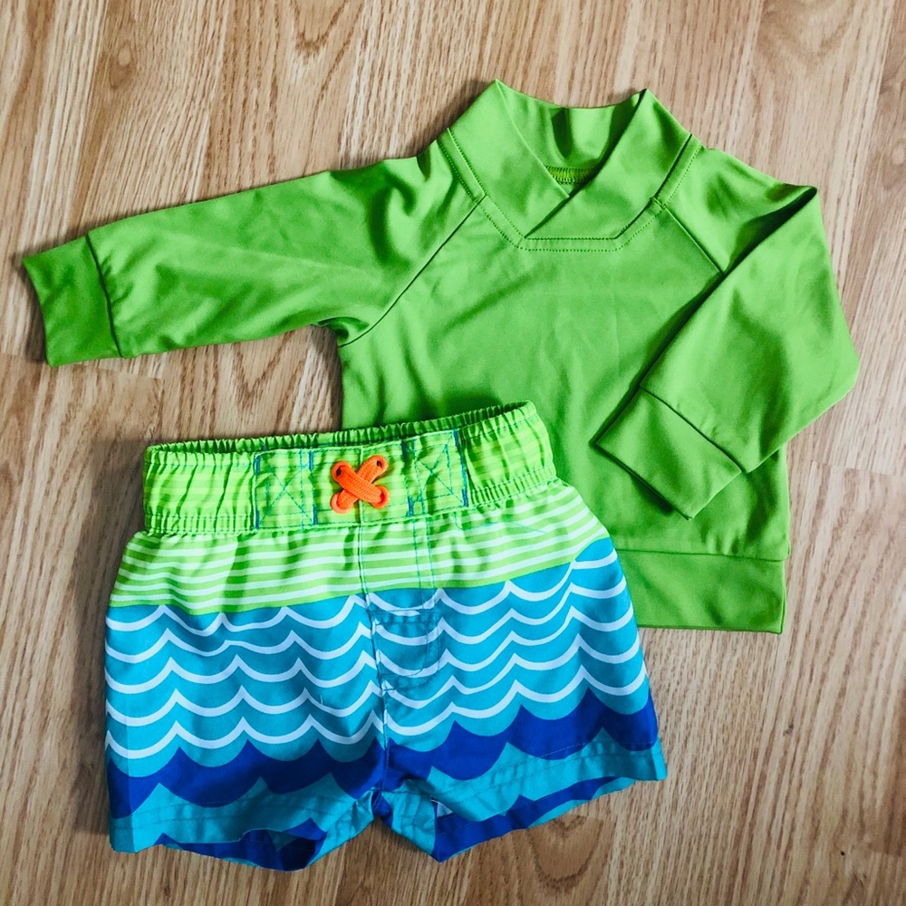 Patagonia Rash Guard w/ Cat & Jack Swim Trunks